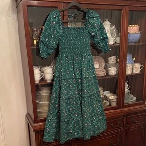 Hill House Nesli Emerald Trellis Nap Dress size XXS